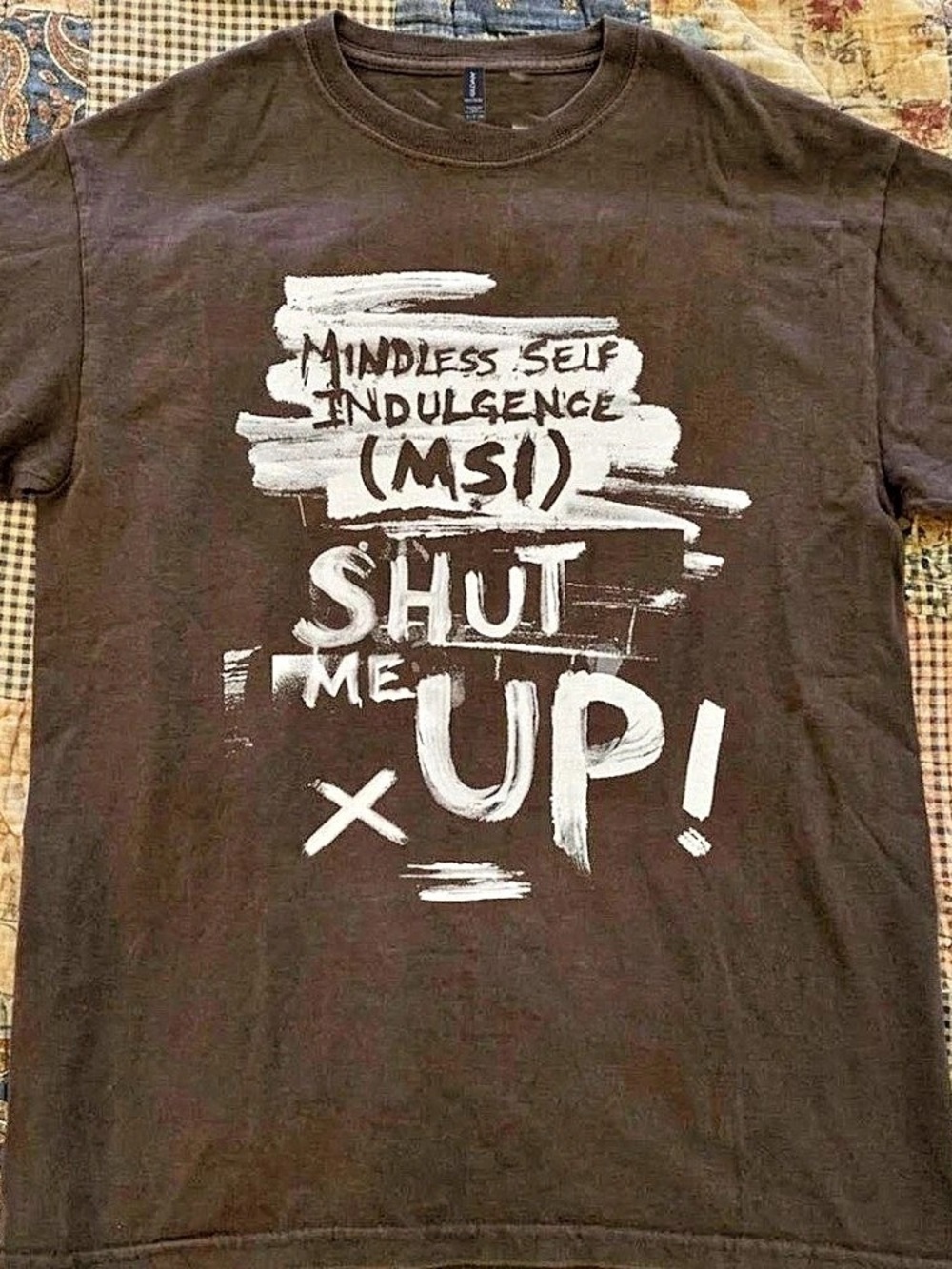Gildan Mindless Self Indulgence Shut Me Up Graphic T-Shirt Brown